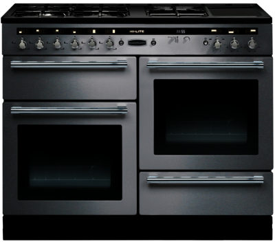 RANGEMASTER  Hi-Lite 110 Dual Fuel Range Cooker - Stainless Steel & Chrome